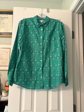 Green Floral Button-Up Shirt